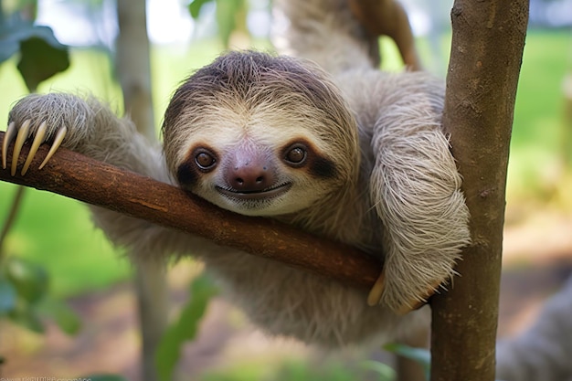Baby Sloth in een boom in Costa Rica Generatieve AI
