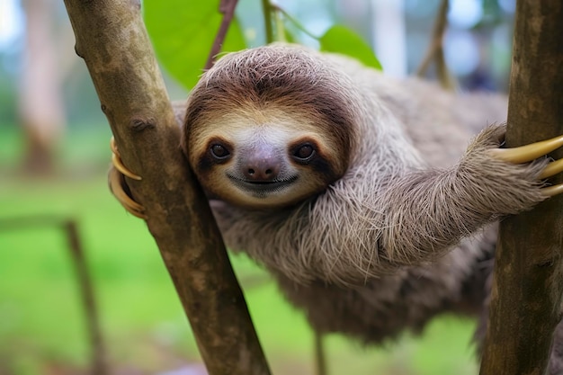 Baby Sloth in Tree in Costa Rica Generative AI