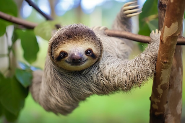 Baby Sloth in Tree in Costa Rica Generative AI