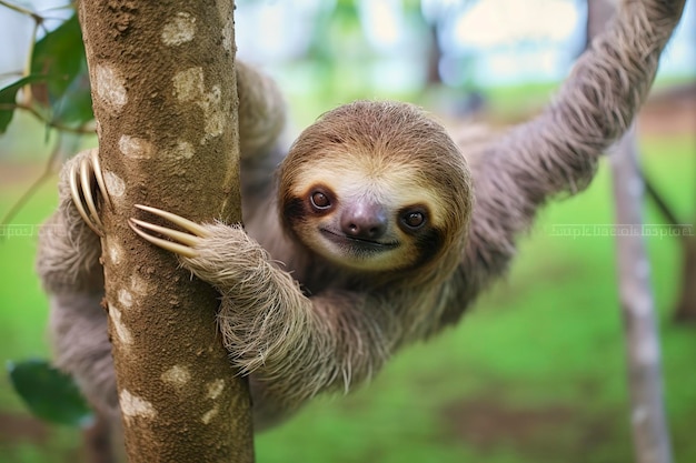 Baby Sloth in Tree in Costa Rica Generative AI