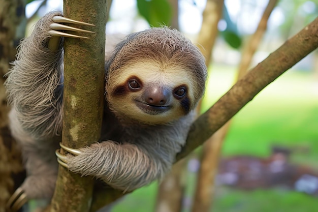 Детеныш ленивца на дереве в Коста-Рике Генеративный ИИ