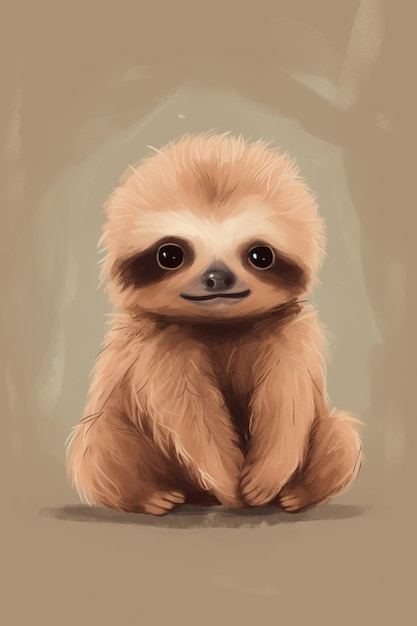 A baby sloth with a brown background