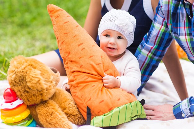 Baby smile picnic playful weekend nature with family