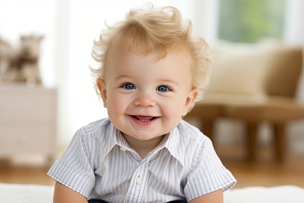 Photo a baby smiling at the camera