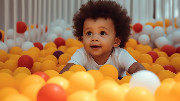 Baby spelen in een ballenbak