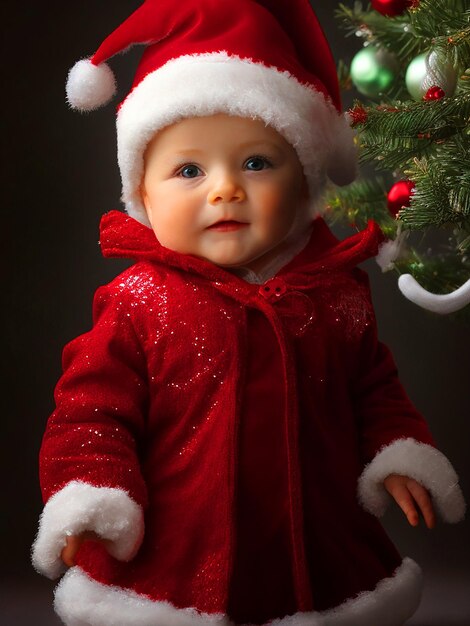 малышка стоит одетая как рождественская девушка фото