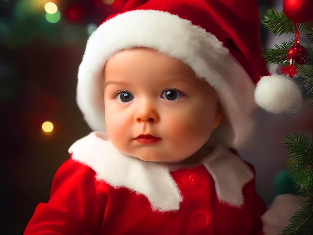 малышка стоит одетая как рождественская девушка фото