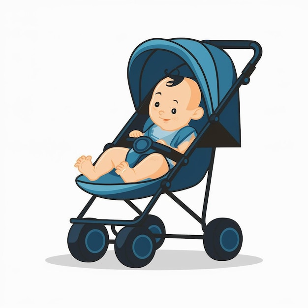 a baby in a stroller with a baby in it