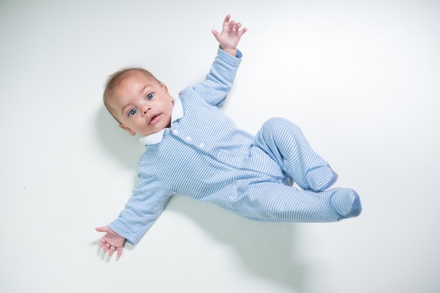 Baby in studio white isolated background