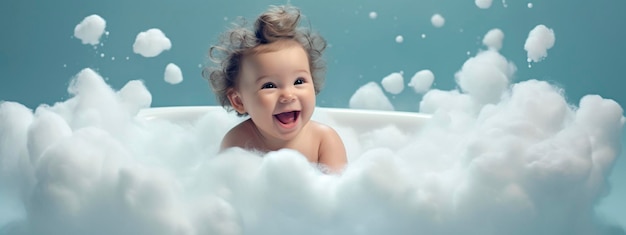 Baby takes a bubble bath Generative AI Kid