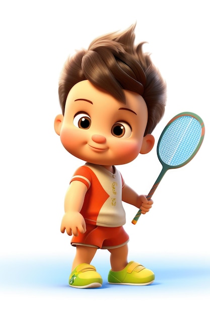 The baby tennis player is a baby boy