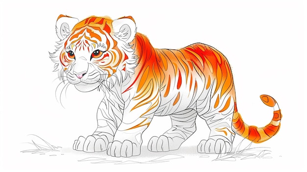 Baby Tiger Coloring Art for Kids