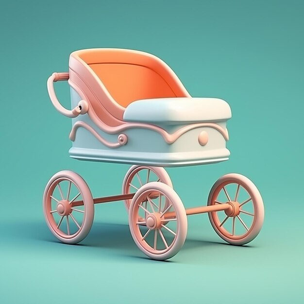 Foto icona di baby trolley isolata illustrazione di rendering 3d