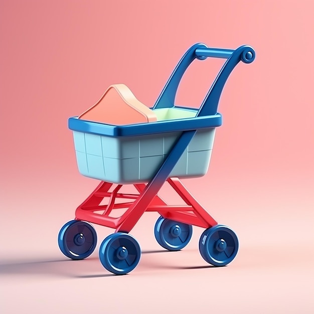 Baby trolley icon isolated 3d render illustration