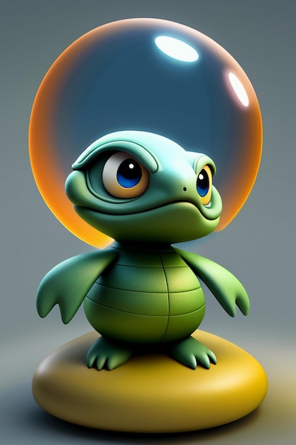 Baby turtle figure toy ornament model 3D rendering animal wallpaper background design