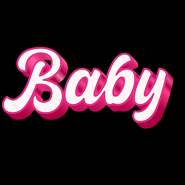 Baby Typography 3D Design Розовый Черный Белый Фон Фото JPG