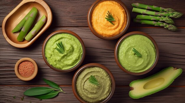 baby vegetable puree on wooden table