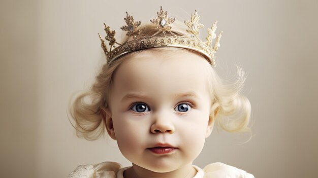 A baby wearing a crown