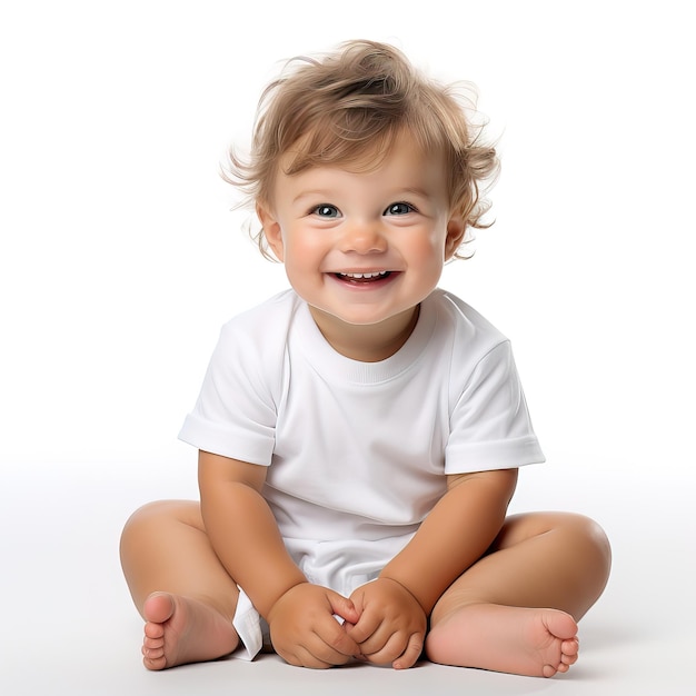 a baby wearing a white shirt that says quot baby quot on it