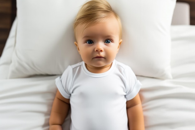 Baby in white wear mockup