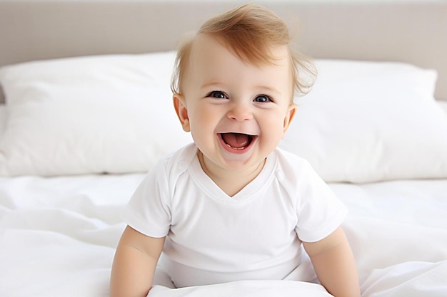 Photo baby with flu laughing