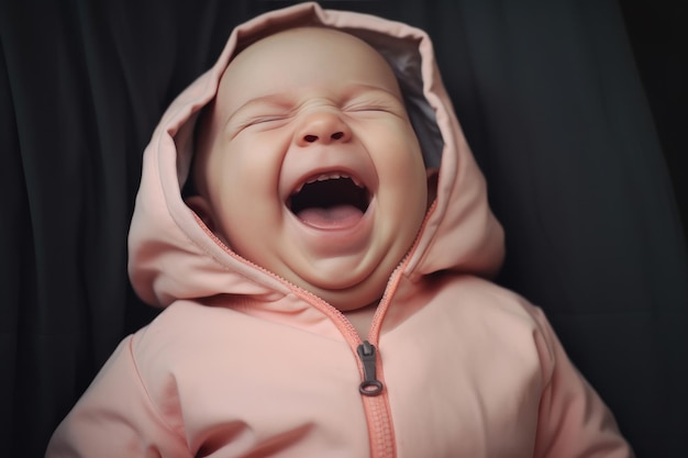 Baby with flu laughing