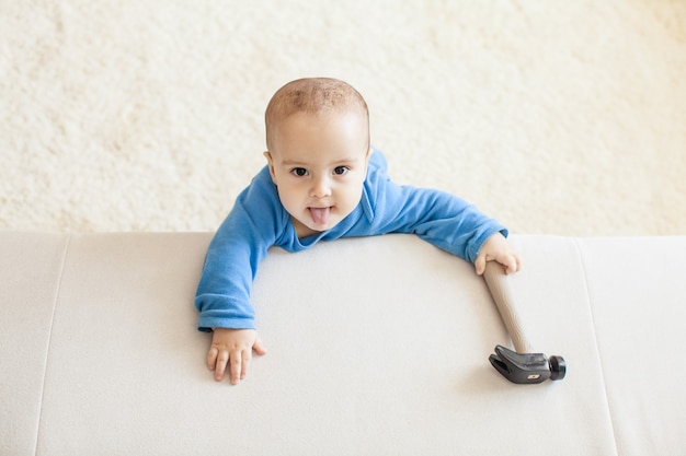 Baby with hammer intend to work