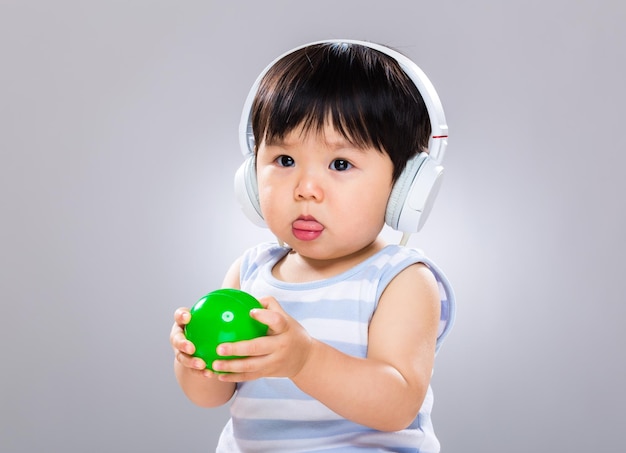 Baby with headphone