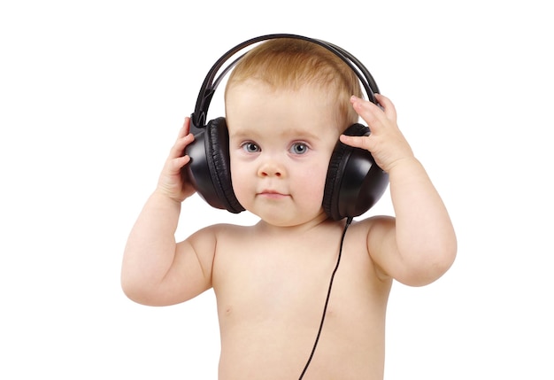 Baby with headphone