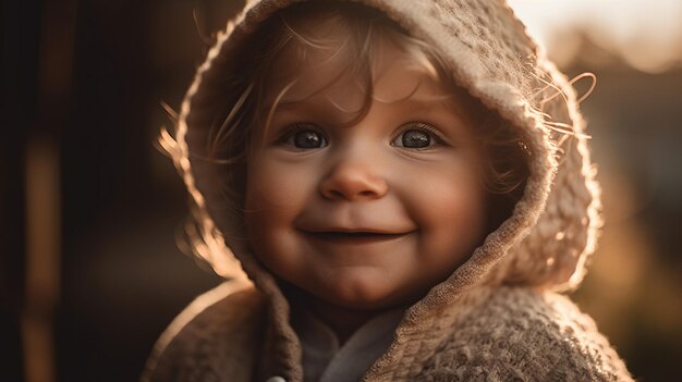 A baby with a hood that says'i'm a baby '