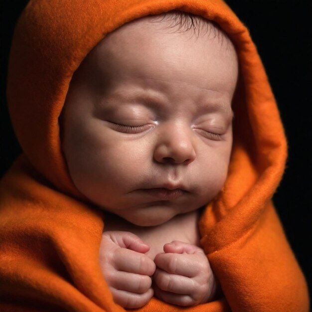 Photo a baby with a orange robe that says quot baby quot