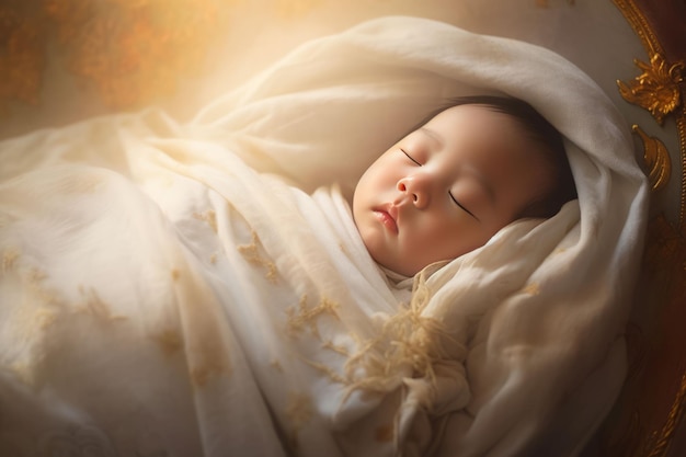 Baby wrapped blanket sleep Cute child Generate Ai