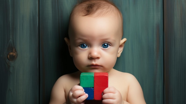 baby_writing_in_red_green_and_blue_with_wooden_child