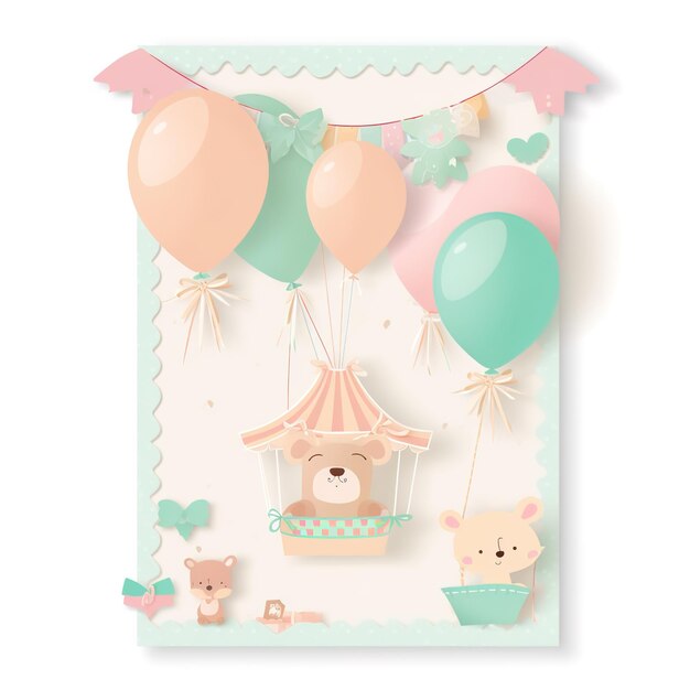 Babydouche banner met cartoon raket en ballonnen