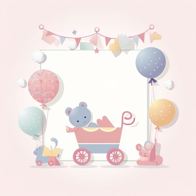 Babydouche banner met cartoon raket en ballonnen
