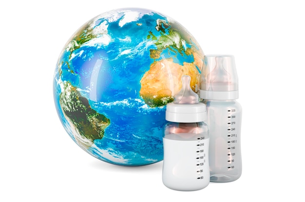 Babyflessen met Earth Globe 3D-weergave