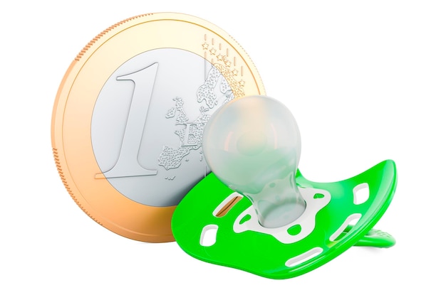 Babyfopspeen met het euro muntstuk 3D teruggeven