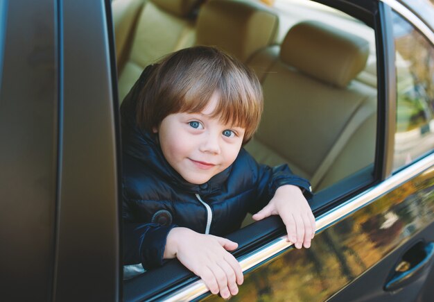 Babyjongen in de auto.