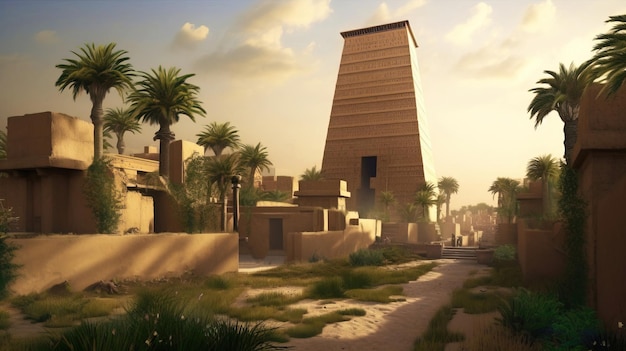 Babylon historische illustratie concept UNESCO Architectonische Stichting Archeologisch erfgoed van