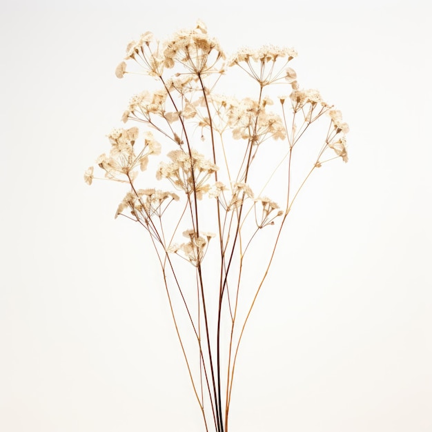 Babys breath Gypsophila dried flower isolated on white background Generative AI