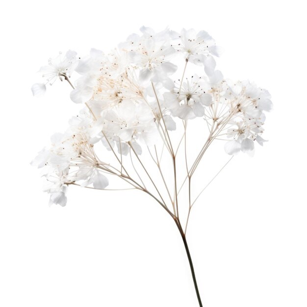 Babys breath Gypsophila dried flower isolated on white background Generative AI