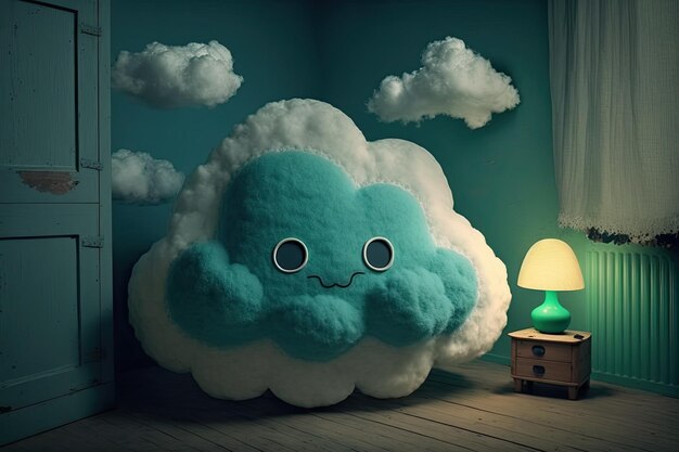 Premium AI Image | Babys room has a nightlight in the shape of a cloud