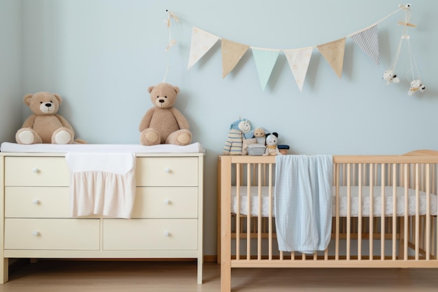 A babys room ready with crib and toys