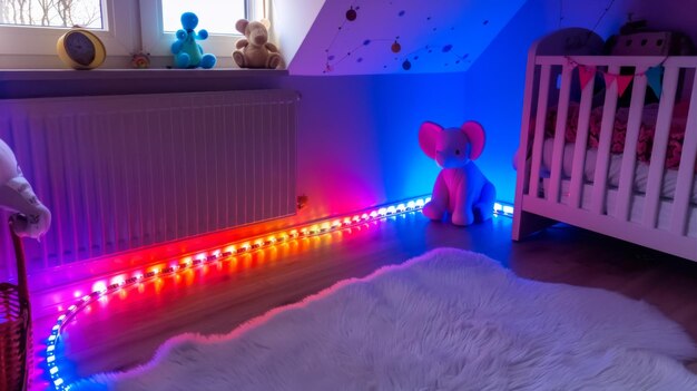 Photo a babys room with colorful lights