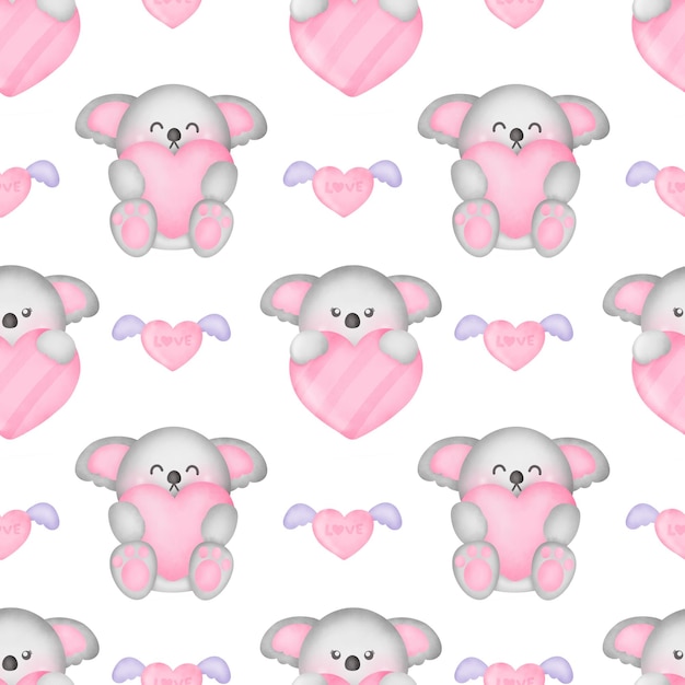 Babyshower cute koala seamless pattern