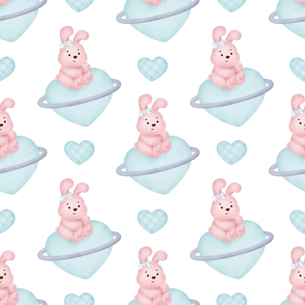 babyshower cute rabbit seamless pattern