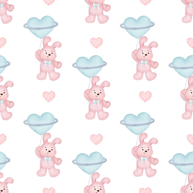 Photo babyshower cute rabbit seamless pattern