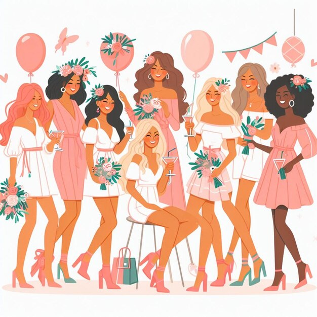 Photo bachelorette party illustration