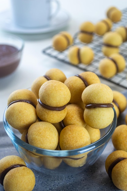 Baci di Dama or Italian Hazelnut Cookies top view food