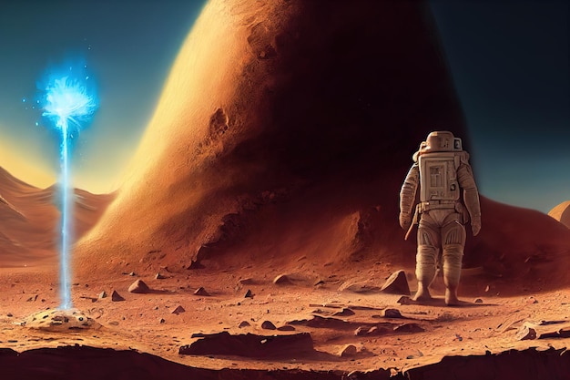 Back astronaut on mars mount